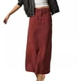 thumbnail image 1 of Teissuly Women Trendy Denim Maxi Skirt High Waist A-Line Frayed Hem Loose Long Jean Skirt Streetwear, 1 of 5
