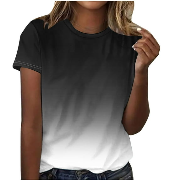 Teissuly Women's Casual And Fashionable Printed T-shirt With Round Neck And Short Sleeved Top