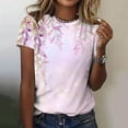 thumbnail image 1 of Teissuly Women's Casual Letter Print Pullover Short Sleeve T-Shirt Tops Shirt, 1 of 4
