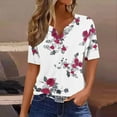 thumbnail image 1 of Teissuly Women's Casual Print Short Sleeve Leisure Time Comfortable V-neck Top, 1 of 5