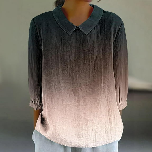 Teissuly Women's Casual Retro Style Casual Print 3/4 Sleeve Top V Sleeve Top/shirt