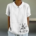 thumbnail image 1 of Teissuly Women's Casual Retro Style Casual Printed Short Sleeve Blouse V-Sleeve Blouse/Shirt, 1 of 4