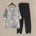 thumbnail image 1 of Teissuly Women's Casual Round Neck 5/4 Sleeve Top And Pants Digital Printing Two-piece Set, 1 of 5