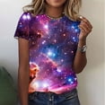 thumbnail image 1 of Teissuly Women's Casual Round Neck Sky Printed Short Sleeved Top, 1 of 5
