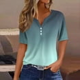 thumbnail image 1 of Teissuly Women's Casual Solid Color Medium Short Sleeve V-Neck Top, 1 of 5