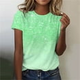 thumbnail image 1 of Teissuly Women's Casual Sparkling Crystal Printed Round Neck Short Sleeved Top, 1 of 4