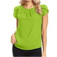 thumbnail image 1 of Teissuly Women's Chiffon Solid Color Short Sleeve Round Neck Casual Shirt Short Sleeve Blouse, 1 of 6