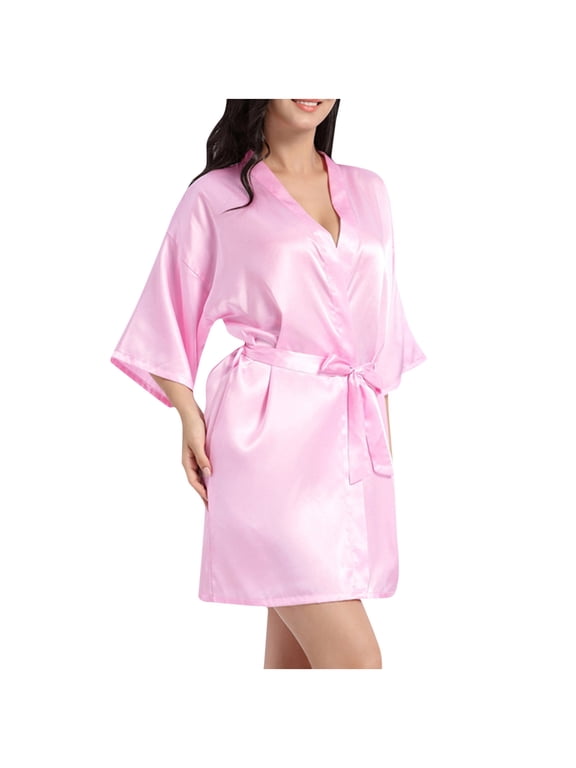 Women's Color Ding Robe Bathrobe Color Light Summer Thin Sexy Short Cardigan Robe