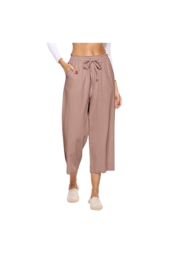 Women's Comfortable Cropped Leisure Time Pants Color Sweatpants Yoga Pants
