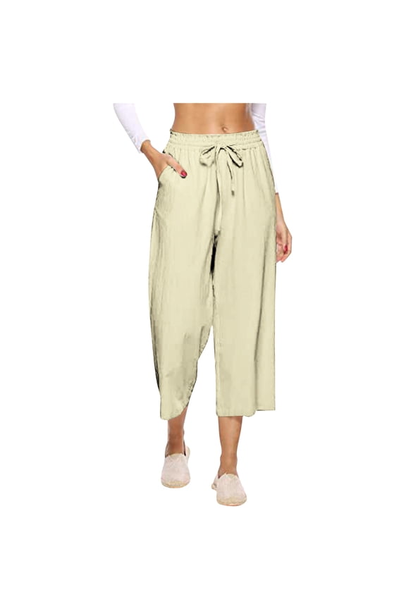 Women's Comfortable Cropped Leisure Time Pants Color Sweatpants Yoga Pants