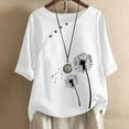 thumbnail image 1 of Teissuly Women's Cotton And Linen Printed T-shirt For Slimming And Casual Personality Printing Top For Women's Clothing, 1 of 6