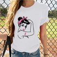 thumbnail image 1 of Teissuly Women's Fashion Casual Round Neck Printed Short Sleeved T-shirt Top, 1 of 5