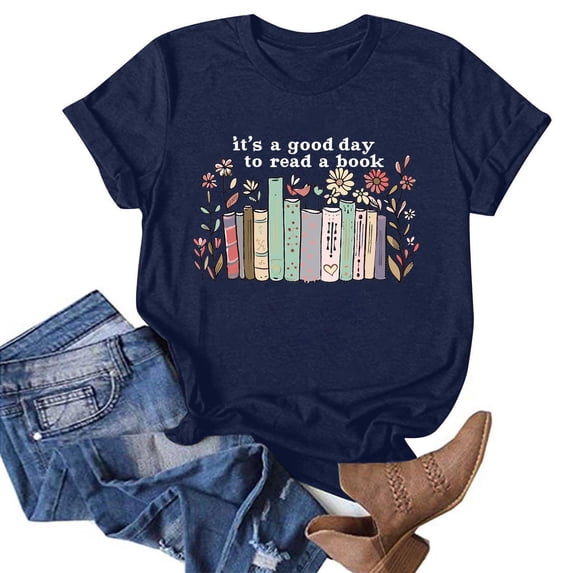 Teissuly Women's Fashion Crewneck Printed Short Sleeve T-shirt Casual Loose Shirt Tops