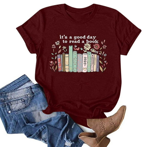 Teissuly Women's Fashion Crewneck Printed Short Sleeve T-shirt Casual Loose Shirt Tops