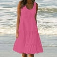 thumbnail image 1 of Teissuly Women's Fashion Holiday Summer Solid Color Sleeveless Hollowed Out Party Beach Dress, 1 of 6