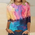thumbnail image 1 of Teissuly Women's Fashion Printed T-shirt 3/4 Sleeves Blouse Round Neck Casual Tops, 1 of 5