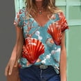 thumbnail image 1 of Teissuly Women's Fashion Summer V-Neck Short Sleeve Printed Casual T-shirt Blouse Tops, 1 of 5
