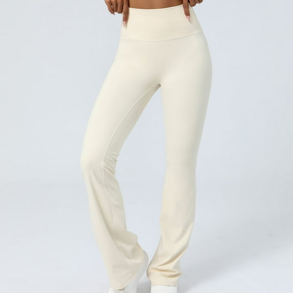 Teissuly Women's High Waist Hip Lift Horn Yoga Pants Skinny Sports Dance Wide Leg Pants