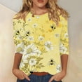 thumbnail image 1 of Teissuly Women's Loose And Casual Printed Round Neck 3/4 Sleeve T-shirt Top, 1 of 5