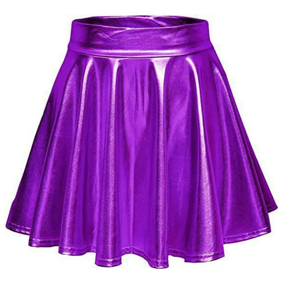 Teissuly Women's Nightclub Skirt Performance Pleated Metal Folding Mini Skirt