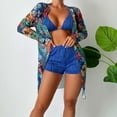thumbnail image 1 of Teissuly Women's Printed Bikini Straps Bikini V Sexy Split Swimsuit Set Three Piece Swimsuit Set, 1 of 9