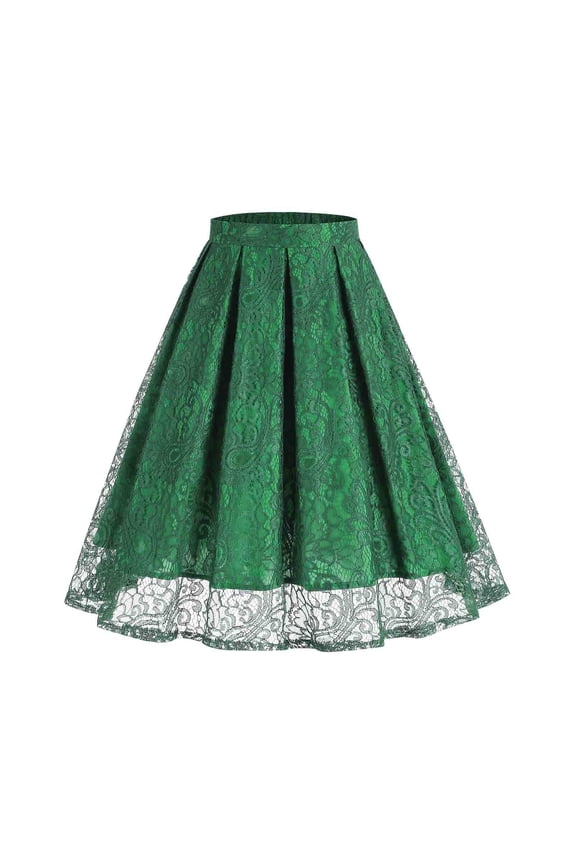Women's Retro Patchwork Solid Color Elegant Lace A-line Skirt