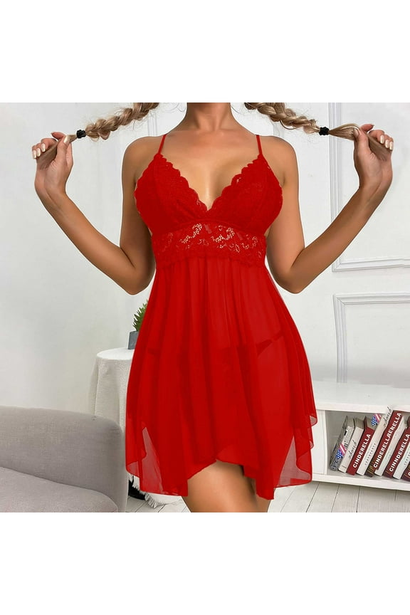 Women's Sexy Split Sling Pajama Dress With Open Back Temptation Home Pajama Fashion Open Back Short Skirt