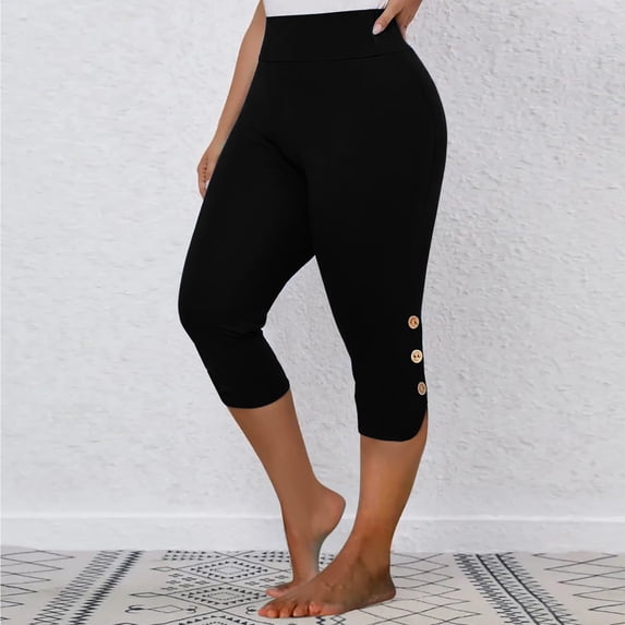 Teissuly Women's Slim Yoga Solid Color Comfortable Casual Sports Pants Capris