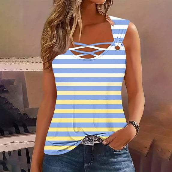 Teissuly Women's Solid Color Camisole Sleeveless T-shirt Loose Tank Top