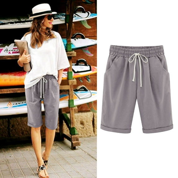 Teissuly Women's Solid Color Fashionable Temperament Five Part Pants And Shorts