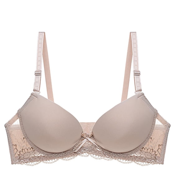 Teissuly Women's Solid Color Ring Oversized Gathering Underwear Daily Bra