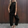 thumbnail image 1 of Teissuly Women's Solid Color Round Neck Short Sleeve Tops And Pants Sets With Pockets, 1 of 6