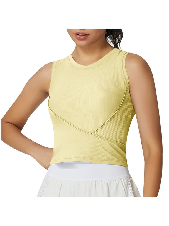 Women's Solid Elastic Thread Slim And Sweat-absorbing Yoga Suit Sports Fitness Sleeveless Tank Top