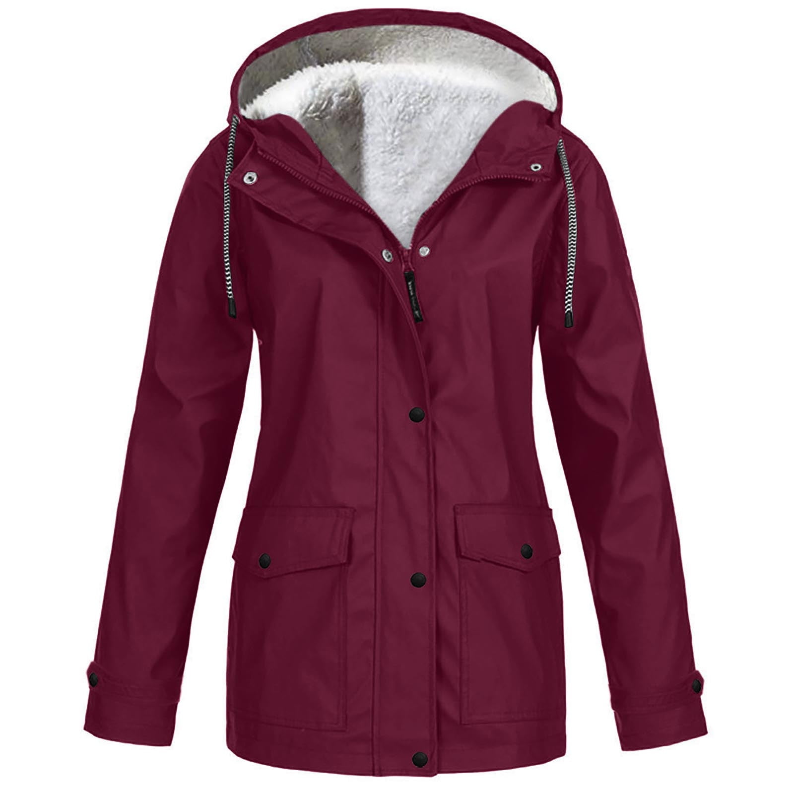 Teissuly Women’s Solid Rain Jacket Outdoor Jackets Hooded Raincoat ...