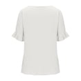 thumbnail image 1 of Teissuly Women's Solid Round Neck Cotton Linen Short Sleeved Solid Color T-shirt Cotton Linen Top Short Sleeved Round Neck Top/shirt, 1 of 3