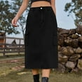 thumbnail image 1 of Teissuly Women's Spring And Summer Denim Work Dress Pocket Skirt Casual Mid-length Skirt, 1 of 7