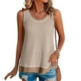 thumbnail image 1 of Teissuly Women's Summer Casual Patchwork Fake Two-piece Sleeveless Top T-shirt Round Neck Sleeveless Garment, 1 of 6
