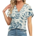 thumbnail image 1 of Teissuly Women's Summer Casual V-neck Short Sleeved T-shirt Lace Printed Top T-shirt Short Sleeved V-neck Top/shirt, 1 of 4