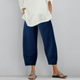 thumbnail image 1 of Teissuly Women's Summer Color Plus Size Cotton And Linen Pants With Pocket Casual Loose Trousers, 1 of 5