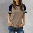thumbnail image 1 of Teissuly Women's Summer Fashion Loose Casual Patchwork Crew-neck T-shirt Top, 1 of 6