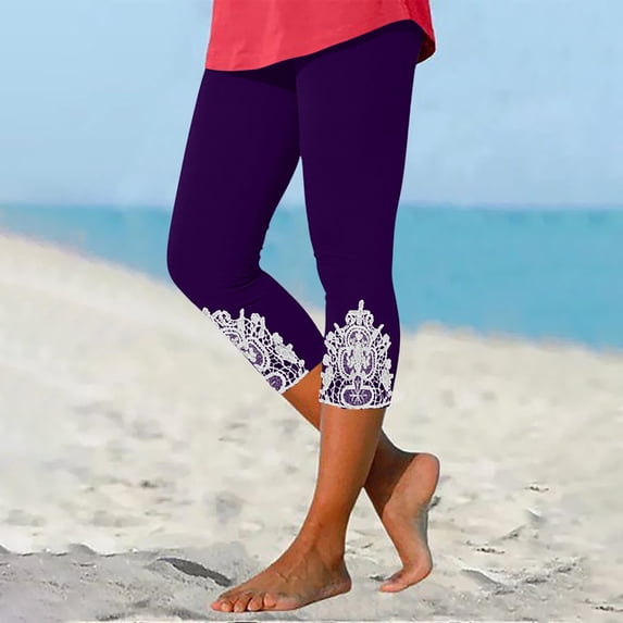 Teissuly Women's Summer High Waisted Solid Color Capris Matching Slim Fitting Yoga Gym Pants