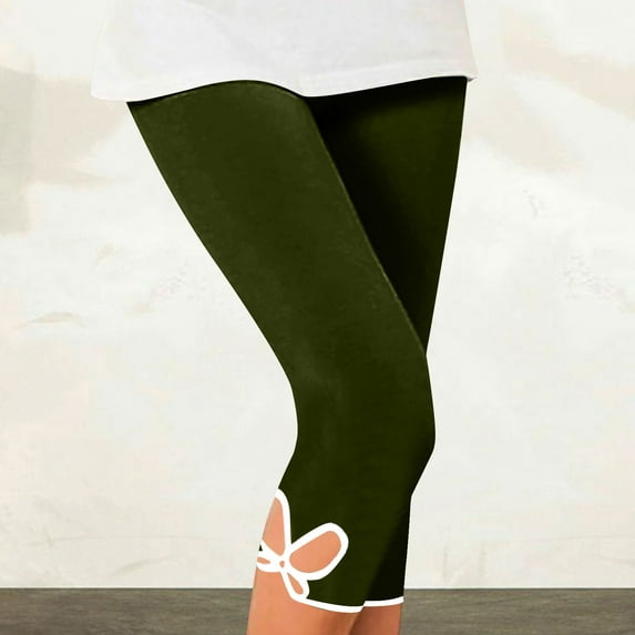 Teissuly Women's Summer High Waisted Solid Color Capris Matching Slim Fitting Yoga Gym Pants