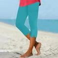 thumbnail image 1 of Teissuly Women's Summer High Waisted Solid Color Capris Matching Slim Fitting Yoga Gym Pants, 1 of 6