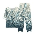 thumbnail image 1 of Teissuly Women's Summer Printed Short Sleeve Half Sleeve Round Neck Cropped Top + Casual Pants Suit Set Two Piece Set, 1 of 3