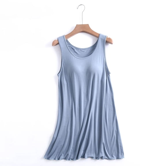 Teissuly Women's Suspenders Pajama Larage Size Women's Home Dress Short Pajama Dress With Chest Pad Thin Style Integrated Tank Color Lntegrated Half Sleeve
