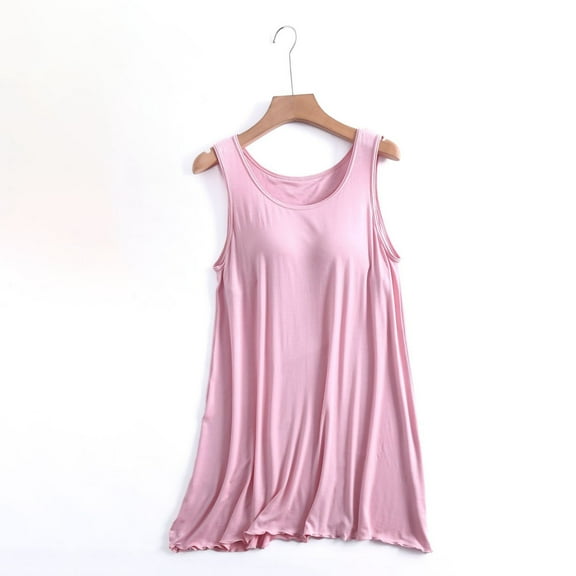 Teissuly Women's Suspenders Pajama Larage Size Women's Home Dress Short Pajama Dress With Chest Pad Thin Style Integrated Tank Color Lntegrated Half Sleeve