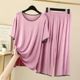 thumbnail image 1 of Teissuly Women's Thin Pajamas Loose Casual Ice Silk Short Sleeved Capris Home Clothing Set, 1 of 3