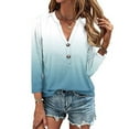 thumbnail image 1 of Teissuly Women's Tops Fashion Solid Button Shirt Female V-Neck Loose T-shirt Blouse, 1 of 5