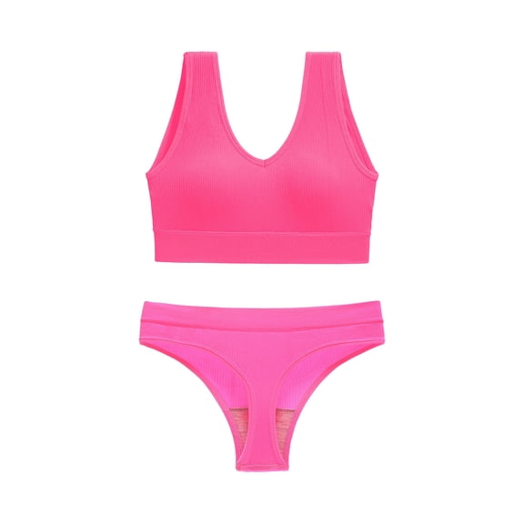 Teissuly Women's Underwear Without Steel Rings Sports Suspender Sexy Bra Tank Top Pants Set