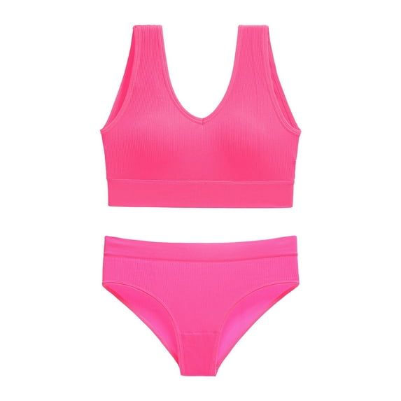 Teissuly Women's Underwear Without Steel Rings Sports Suspender Sexy Bra Tank Top Pants Set